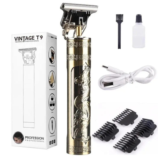 Metal Body Vintage T9 Trimmer & Hair Clipper for Men | USB Rechargeable Professional Hair Cutting Machine | Precision Beard & Hair Grooming Too